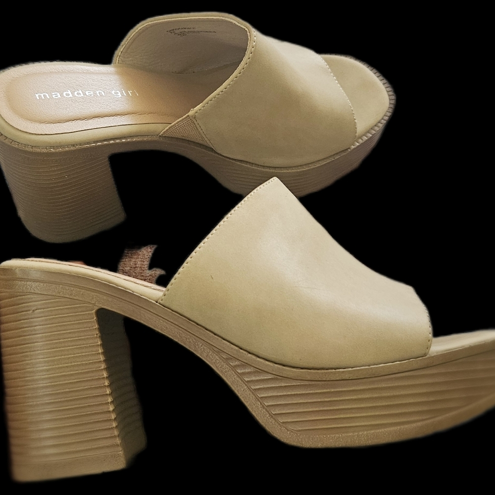 Madden Girl Beige Platform Mules